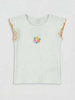 Bisiklet Yaka Bask?l? K?z ?ocuk Atlet 2li