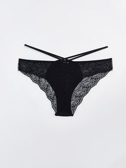 Dantel Detayl? Saten Fantezi Bikini K?lot