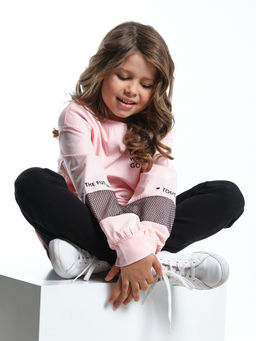 Лонгслив для девочки с принтом UD 7897 крем-розовый - Mini maxi фото 8