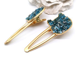 Заколка зажим Котик с натуральным апатитом 7*2,8*1,8см