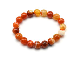 Браслет шарик 10мм из агата тонированного цв.оранжевый