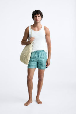 GEOMETRIK DESENLI UZUN DENIZ SORTU