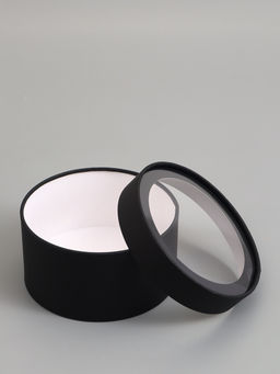 Набор подарочных коробок 2 в 1 круглых, черная, с окном, 21×11 - 18×10 см