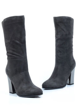 YF189-012M DARK GREY Полусапоги зимние женские (натуральная замша, натуральный мех (еврозима))