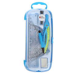 Готовальня 7 предметов: циркуль 115 мм, грифели, ластик, линейка 15 см, 2 угольника, транспортир