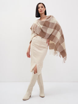 в составе шерсть Большой, мягкий, теплый двусторонний палантин с принтом - Tantino фото 2