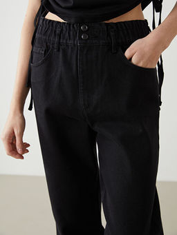 Beli Lastikli Slouchy Fit Kad?n Jean Pantolon
