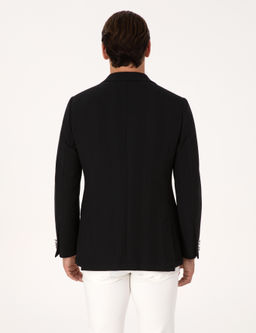 Siyah Slim Fit Y_n Kar___ml_ K_rlang__ Yaka Bal_k S_rt_ Blazer Ceket - Cacharel фото 5