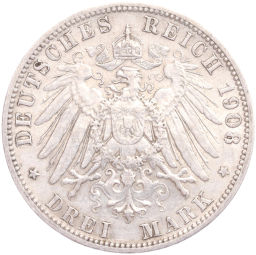 Монета 3 марки 1908 года А Германия (Пруссия)