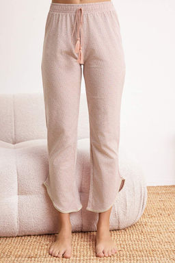 Pudra Serit Detayl? Bask?l? Likral? Yumusak Tuse Orme Pijama Tak?m? THMSS26PT00139