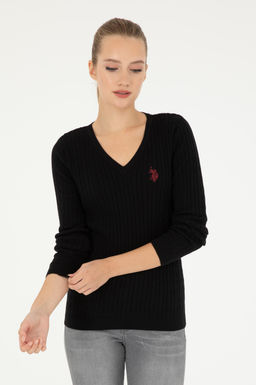 Женский черный базовый свитер с v-образным вырезом Неожиданная скидка в корзине - U.s. polo assn фото 8