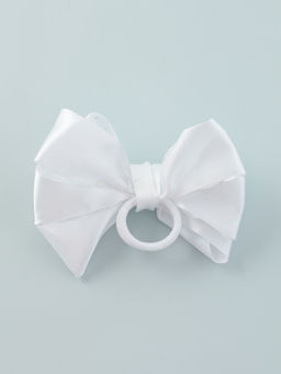 Цена за 6 шт. Бант для волос на резинке «Школьница», маленькие бусинки и блёстки, 12 см, белый