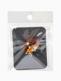 Брошь «Ежик» с цветами, цвет коричнево-оранжевый в золоте