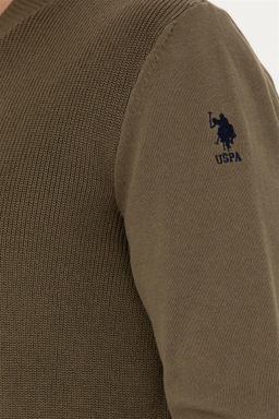 Мужской базовый трикотажный кардиган цвета хаки - U.s. polo assn фото 7