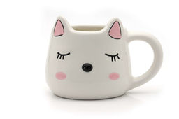 Кружка керамическая Sleepy kitty, white, 450 мл