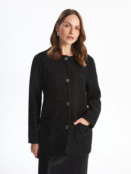 Desenli Uzun Kollu Kad?n T?vit Blazer Ceket