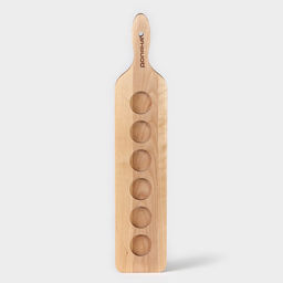 Доска для подачи шотов с ручкой Доляна, 45×9×1.8 см, на 6 рюмок, d=3.9 см, с пропиткой, дерево берёза