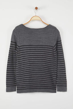 Antrasit Basic Cizgili Triko Kazak TWOAW23KZ01846 - Trendyolmilla фото 6