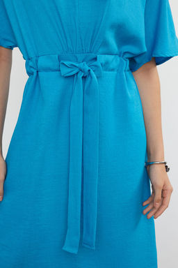 Mavi Kusakl? A Kesim/Can Form Midi Dokuma Elbise TWOSS23EL01543