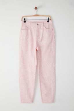 Pembe Sal Desenli Yuksek Bel Mom Jeans TWOSS25JE00237 - Trendyolmilla фото 5