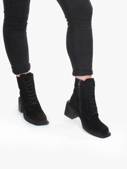 04-E21W-2B BLACK Ботинки зимние женские (натуральная замша, натуральный мех) - Фабричный китай фото 4