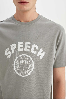 Футболка стандартного кроя с круглым вырезом и короткими рукавами с принтом - Defacto фото 4