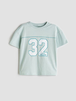 Bisiklet Yaka Bask?l? Erkek ?ocuk Ti??rt