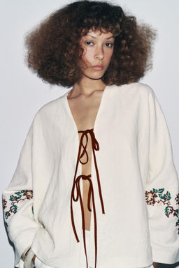 100% LINEN EMBROIDERED KIMONO