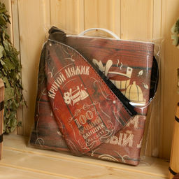 Набор для бани с принтом Крутой мужик, 4 предмета: шапка, рукавица, тапочки, коврик, войлок, тёмный, Банная забава