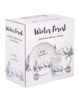 Набор десертная тарелка 20см + кружка 330мл WINTER FOREST - SIJ фото 9