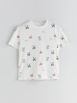 Bisiklet Yaka Bask?l? Erkek ?ocuk Ti??rt