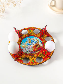 Подставка для 8 яиц Хохлома, под кулич, d=20 см