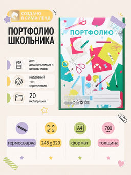 Папка-портфолио пластиковая А4, Calligrata «Лицей», 20 файлов