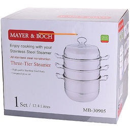 30905 Мантоварка 3х-ярусная 12,4л 32 см нерж/ст MB (х4) - Mayer&boch фото 3