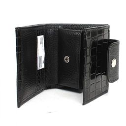 Портмоне женское Croco-ПР-906 натуральная кожа 1 отд, 4 карм, черный крок/черный флотер (200/40) 231848  фото 3