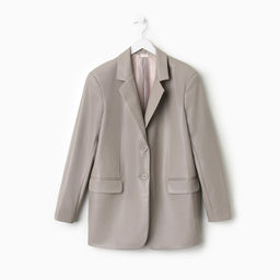 Пиджак женский (экокожа) Eco leather, цвет серый, размер 46-48