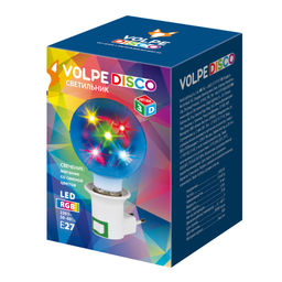 ULI-Q309 1,5W/RGB ДИСКО ШАР 3D Светодиодный светильник. Свечение 3D звёзды. Вилка 220В. Диаметр 8см. ТМ Volpe.