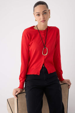 Wardrobe Essentials K?rm?z? Premium Iplik Merserize Gorunum Bisiklet Yaka Triko H?rka|TWOAW26HI00095