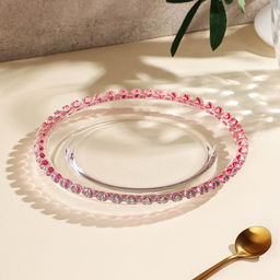 Тарелка Розе, 19.5?19.5?2 см, стекло, каёмка розовая