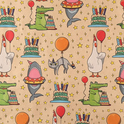 Цена за 2 шт. Бумага упаковочная крафтовая «Праздничные животные», 1 лист, 70 х 100 см