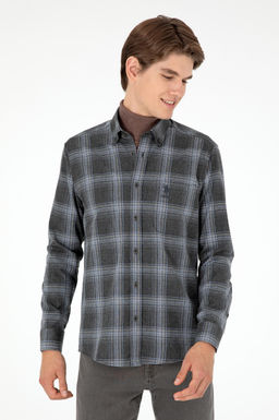 Мужская рубашка с длинным рукавом антрацитового цвета - U.s. polo assn фото 3