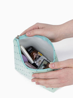 Косметичка простая на молнии, средний размер, с паттерном, зелёная