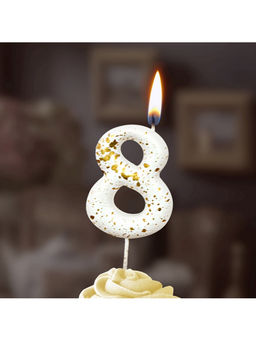 Цена за 2 шт. Свеча в торт «Белые брызги», цифра 8