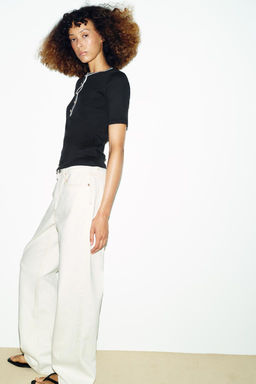 CONTRAST PIPING T-SHIRT - Zara фото 3