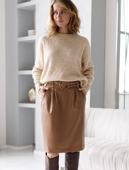 VILATTE / Юбка с защипами из эластичной эко-кожи