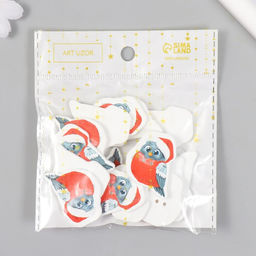 Набор пуговиц для творчества дерево «Снегирь в колпаке», набор 15 шт., 3.3×2.8 см