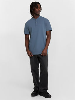 Поло мужское синее серый деним 111764/1