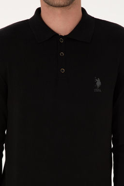 Erkek Slim Fit Polo Yaka Siyah Basic Kazak - U.s. polo assn фото 6