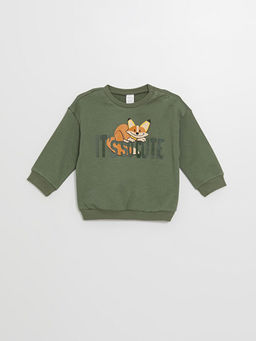 Bisiklet Yaka Uzun Kollu Bask?l? Erkek Bebek Sweatshirt ve E?ofman Alt 2li Tak?m - Waikiki фото 2