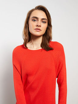 Bisiklet Yaka D?z Uzun Kollu Triko Elbise